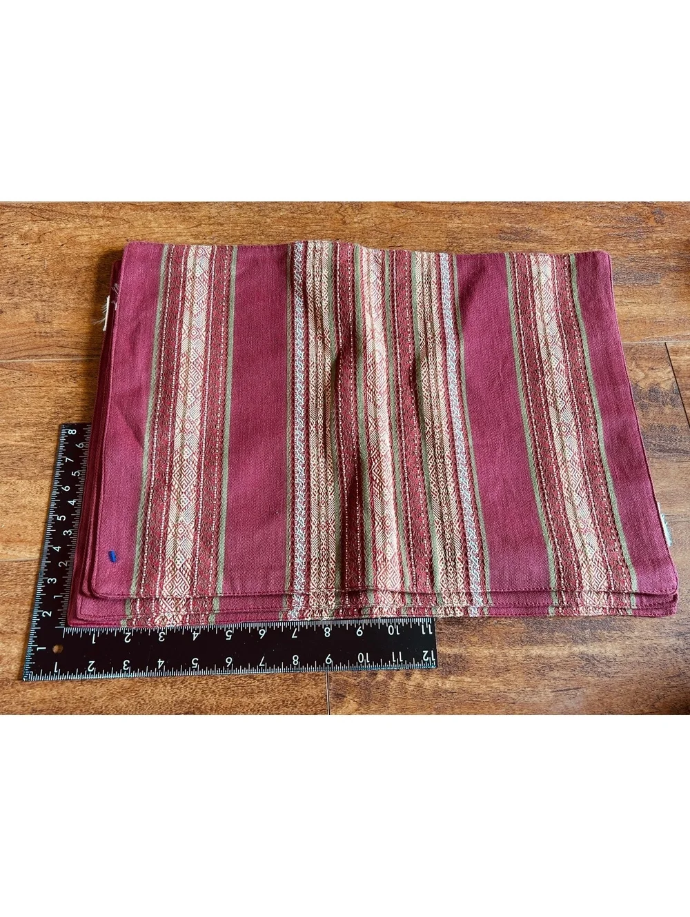Vintage Decorative 4 Placemats Red and Beige Stripes